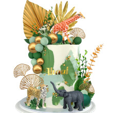 26 stuks jungle dieren taart toppers safari dieren figuur speelgoed gouden palmen prikkers jungle wilde dieren taart decoraties voor baby shower safa