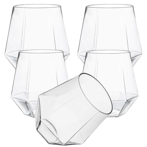 40 copos de vinho plásticos sem pé Diamond, elegantes e descartáveis, para festas