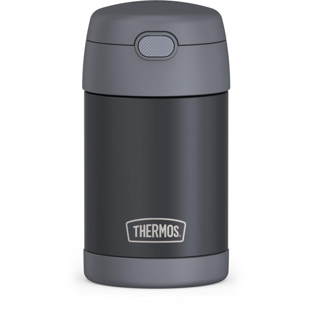 THERMOS FUNTAINER Insulated Food Jar - 16 Ounce  Matte Charcoal - Kid Friendly Thermos Food Jar with Foldable Spoon
