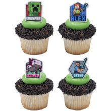 Decopac Minecraft Lush Finds Rings Cupcake Decorations cu creeper Alex Steve ?i Axolotl! Toppers pentru torturi sigure 3D multicolor - pachet 24