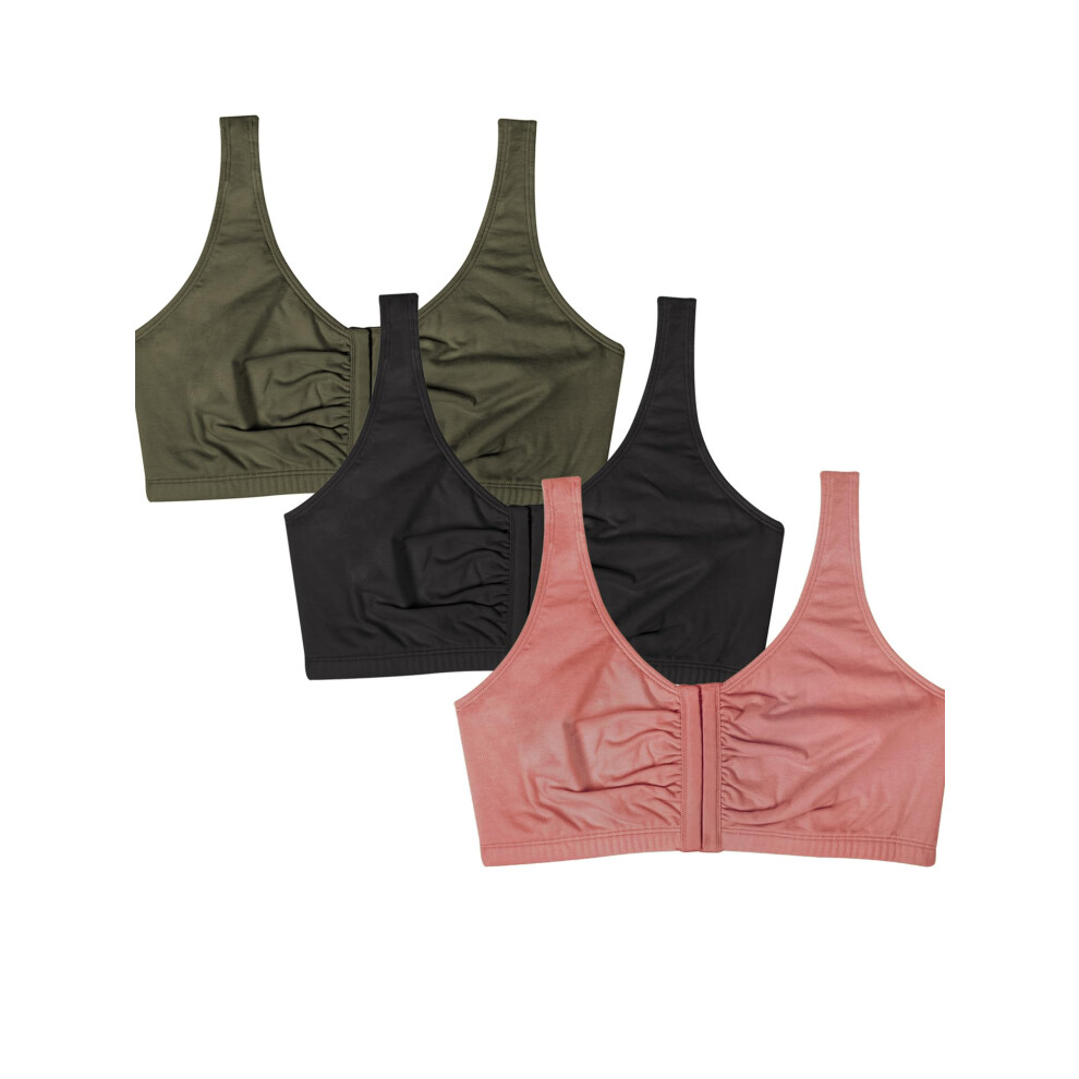 Fruit of the Loom Women's Front Close Builtup Sports Bra  Desert Dusk/Olive Night/Black  40
