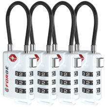 TSA-zugelassene Kabel-Gep  ckschl  sser mit neu einstellbarer Kombination und Geh  use aus Legierung (wei  , 4 Schl  sser)