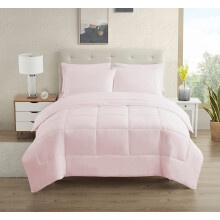 Dorm Room Essentials College Bedding Comforter Set 7 Piece Full Size Bed in a Bag for College Students Boys and Girls Full Pale Pink