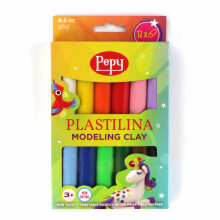 Pepy Plastilina Herbruikbare en niet-drogende boetseerklei; Doos met 12 kleuren sticks, elk 0,8 ounce, perfect voor kunst- en handwerkprojecten