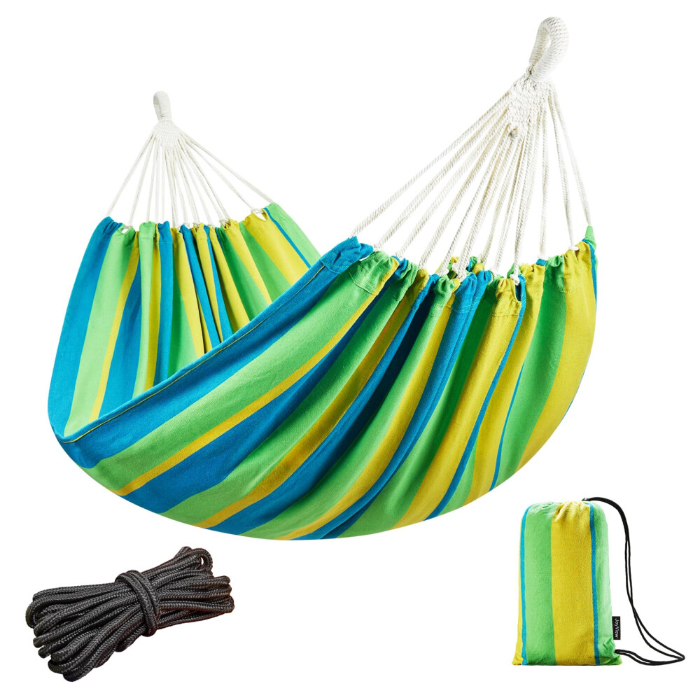 JoyView Brazilian Double Hammock with Hanging Ropes Extra Large 86.6x59  Portable Cotton Hammock for Patio Backyard Porch 450LBS Weight Capacity Perfe-image-OPC-PFSCD82-NEW