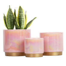 Gepege Pink Indoor Plant Pots for Plants Ceramic Planter with Drainage Hole 6.0 inch+5.0 Inch+4.0 Inch. Succulent Orchid Flower Pot - Rainbow Pearl