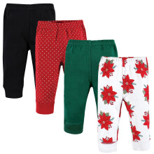 Detsk unisex bavlnen nohavicky a leg ny Hudson Baby s mot vom vianocnej hviezdy pre 4 batolat