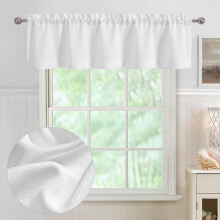 Chyhomenyc Witte Valance voor Raam, Faux Linnen Slub Textuur Semi Doorzichtig Keuken Valance