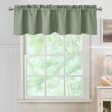 Cortina Valance Verde Salvia para Janelas, Tecido Texturizado Semitransparente para Cozinha e Banheiro
