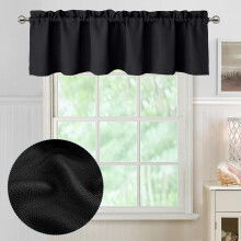 Chyhomenyc Black Valance for Windows Faux Linen Slub Textured Small Kitchen Window Valance Curtain for Living Room Bathroom Cafe Laundry Basement 6