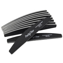 PrettyClaw | 10pc Professional Nail File 180/240 Grit Black Half Moon Acrylic Nail Files Plastic Center Double Sided Emery Board for Nails Washable 7