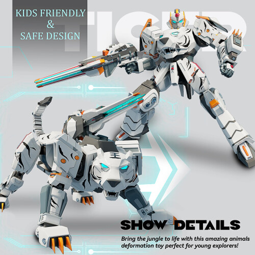CSDCSD-dyr, der transformerer robotter legetøj til børn deformation tiger action figur deformation tiger model bærbar transformerende robot leget 1