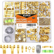 KURUI 303-teiliges Bildaufhngungsset, sortiertes Kit mit robusten Wandhaken, Sgezahn-Bilddraht, D-Ringen, Hardware-Ngeln, senhaken und Bildaufhn