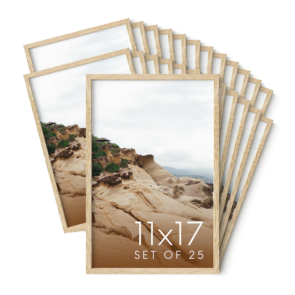 Marcos De Fotos De Madera De Roble Natural Haus And Hues De 11 X 17, Juego De 25 - Marcos De Fotos Premium A Granel De 11 X 17 - Elegante Juego D-image