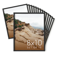 HAUS AND HUES 8x10 Black Oak Wood Picture Frames Set of 15 - Premium Bulk Picture Frames 8x10 Bundle - Elegant Gallery Wall Frame Set for Posters Art