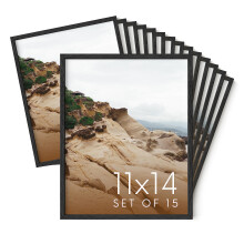 Haus and Hues 11x14 Black Oak Wood Picture Frames Set of 15 - Premium Bulk Picture Frames 11x14 Bundle - Elegant Gallery Wall Frame Set for Posters  A