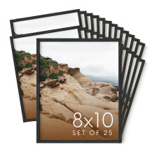 HAUS AND HUES 8x10 Black Oak Wood Picture Frames Set of 25 - Premium Bulk Picture Frames 8x10 Bundle - Elegant Gallery Wall Frame Set for Posters  Art