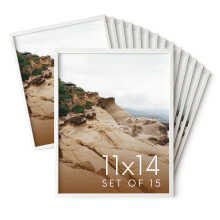 Haus and Hues 11x14 White Oak Wood Picture Frames Set of 15 - Premium Bulk Picture Frames 11x14 Bundle - Elegant Gallery Wall Frame Set for Posters A