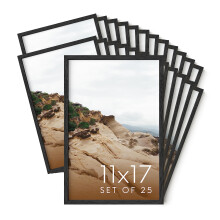 Haus and Hues 11x17 Black Oak Wood Picture Frames Set of 25 - Premium Bulk Picture Frames 11x17 Bundle - Elegant Gallery Wall Frame Set for Posters  A