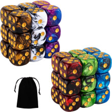 36 bitar 16 mm marmor D6 trningar 6-sidiga trningar Set Runt hrn Brdspelstrningar fr MTG DND Tenzi Farkle Yahtzee Bunco eller Math Learning