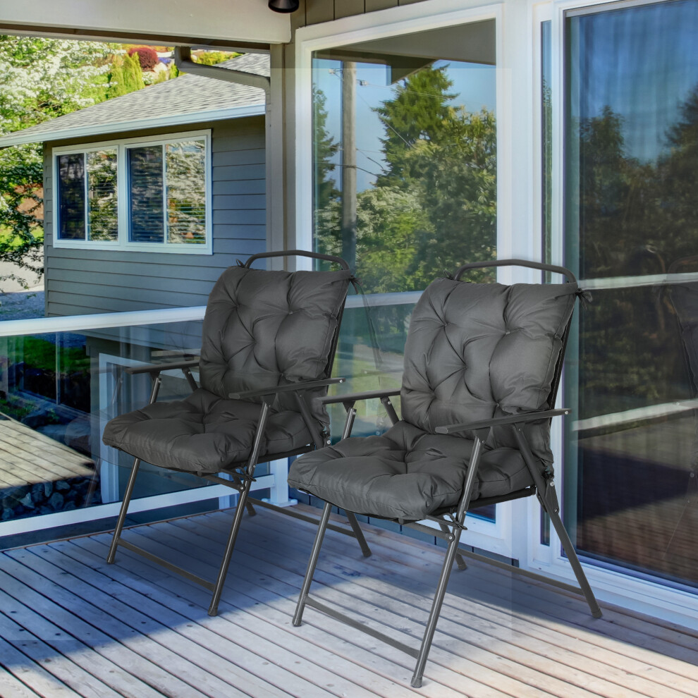 Outsunny Set Of 2 Garden Chair Cushions Seat Pad For Outdoor & Indoor Use