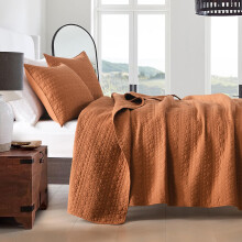 Conjunto de Colchas HORIMOTE HOME King Tamanho Laranja Queimado, Padrão Geométrico Clássico