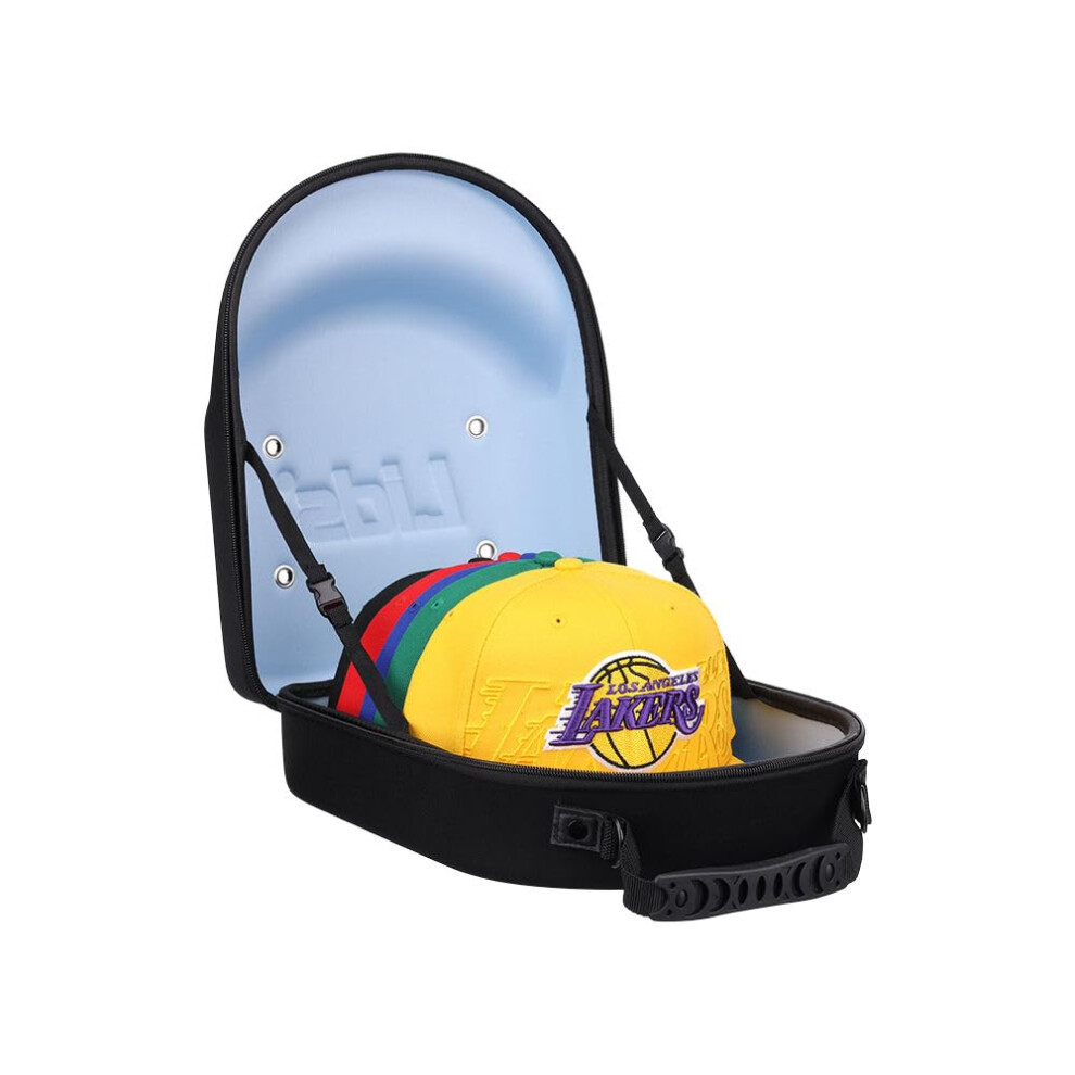 Contenitore Per Cappellini Lids (Esterno Nero/Interno Azzurro) - Contenitore Durevole Per Cappellini Da Baseball, Organizer Per Cappelli, Custodi