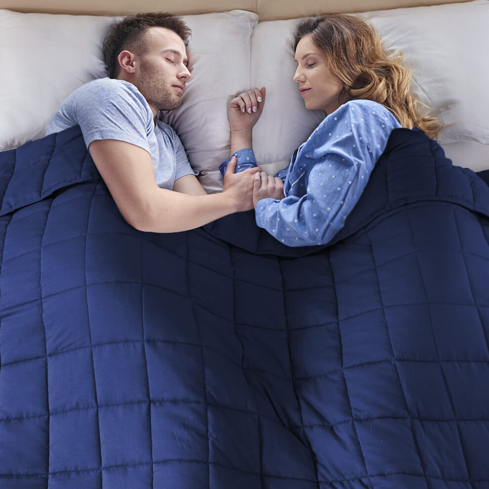 Couverture lestée yescool pour adultes (20 lb 80 x 87 bleu) Couverture lourde et rafraîchissante pour dormir Parfait pour 190 à 210 lb Couverture