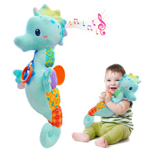 Fuzqq babyspeelgoed 0-6 maanden baby muzikaal knuffeldier zacht speelgoed met felle kleuren kreukgeluid papier multi-texturen en rammelaars baby pasg