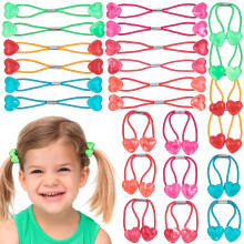 Expressions 24 Contagem Coração Colorido Elásticos de Cabelo - Ties para Meninas, Acessórios para Crianças