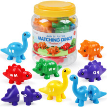 GKDoms ABC Letters Matching Dinosaur Toys Double-sidet alfabet Læring Legetøj Børnedagsgaver til børn: store bogstaver små bogstaver sortering og