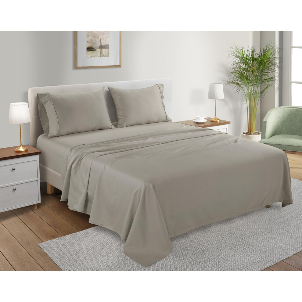 Draps king size 100 % coton biologique à poches profondes - 4 pièces, respirants, pour lit king size, pour hôtel, de luxe, rafraîchissants, King