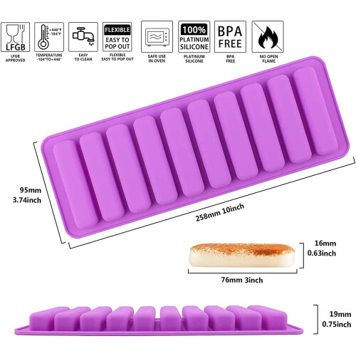 Mola de Silicone Longa 2PCS-10 Cavidades Forma de Dedo para Chocolate e Biscoitos 1