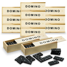 Playbees Mini Wooden Dominoes Set - 12 Pack - Classic Double Six Domino Game in a Wooden Case - Educational Board Games & Activity for Teens  Adults