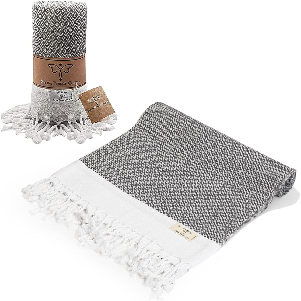 Asciugamano Da Spiaggia Turco Originale Smyrna Turkish Cotton | Prelavato 37 X 71 Pollici | Peshtemal E Telo Da Bagno Turco Per Spa, Spiaggia, Pi-image