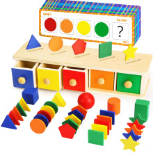 Brinquedos Montessori de Madeira para Classificação de Cores e Formas para Crianças de 1-3 Anos