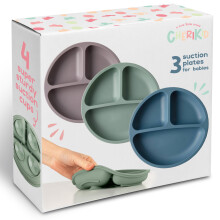 Ch?riKid Suction Plates for Baby Toddlers - FEATURES SUPER STRONG QUADRUPLE SUCTION - 100% Food Grade Silicone Toddler Plates with Suction - Unb