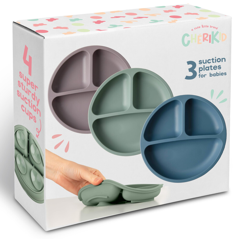 Ch?Rikid Suction Plates For Baby Toddlers - Features Super Strong Quadruple Suction - 100% Food Grade Silicone Toddler Plates With Suction - Unbreaka Ch Ikid