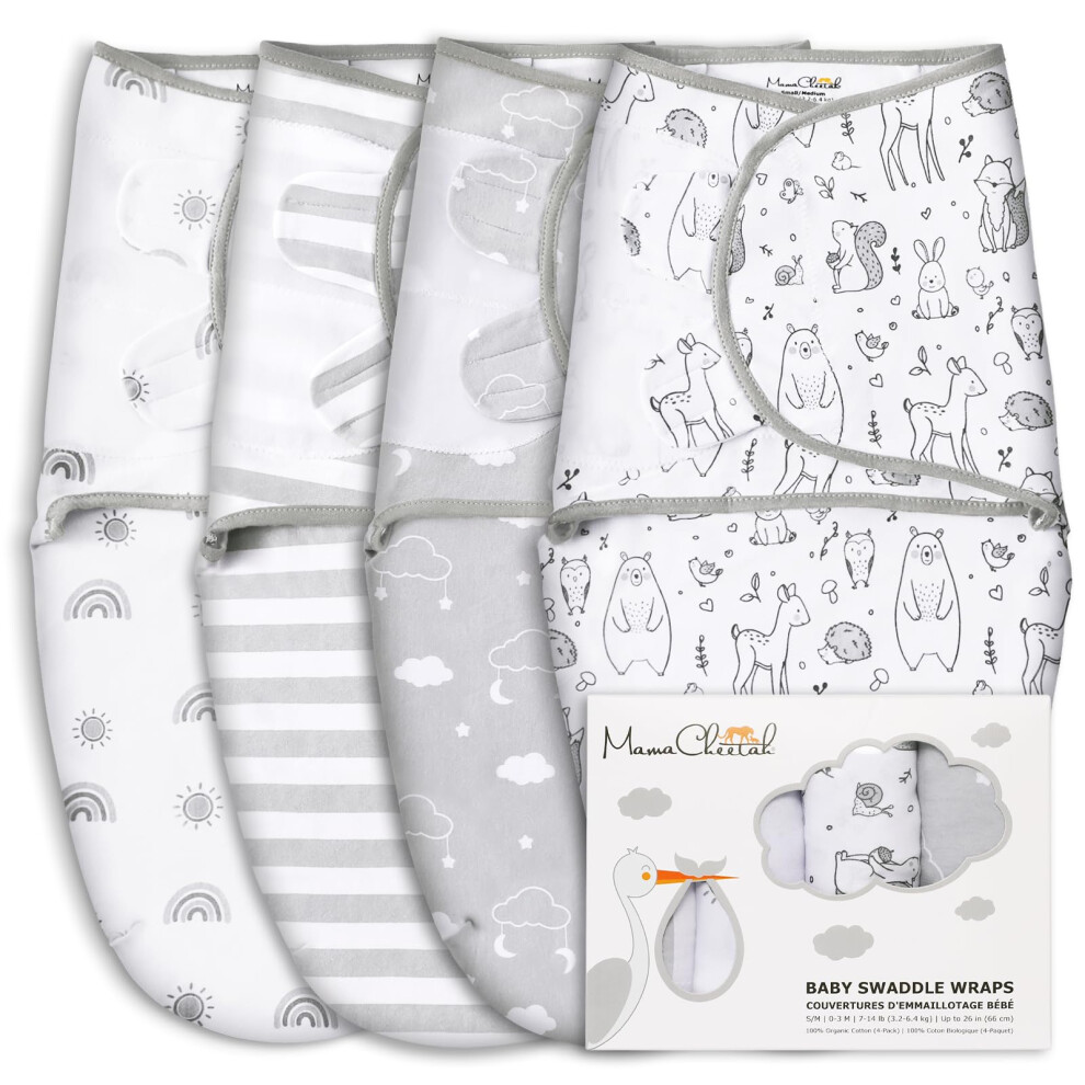 Baby Swaddle Sack Organic Swaddle Blanket Newborn Swaddle Sleep Sacks Adjustable Infant Swaddle Wrap Easy Swaddles For Boy Girl 0-3 M Mama Cheetah