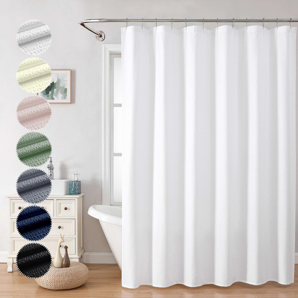 Rideau de douche OVZME Berry White, tissu textur    en relief pour salle de bain - Tissu doux et hydrofuge de luxe, lavable en machine, 72 x 72 cm,