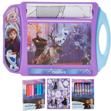 Innovative Designs Disney Frozen Roller Art Desk Set for Girls and Boys Travel Coloring Activity for Kids with Crayons Markers and Stickers