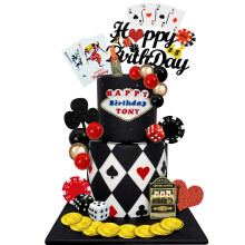 35 PCS Decorações de Bolo de Casino com Mini Máquina de Slots e Poker para Aniversário