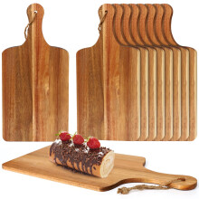 10 stuks acaciahouten snijplank 15 x 7 inch effen snijplank met handgrepen grote serveerplank houten keuken snijplank bulk met touwen voor groenten v