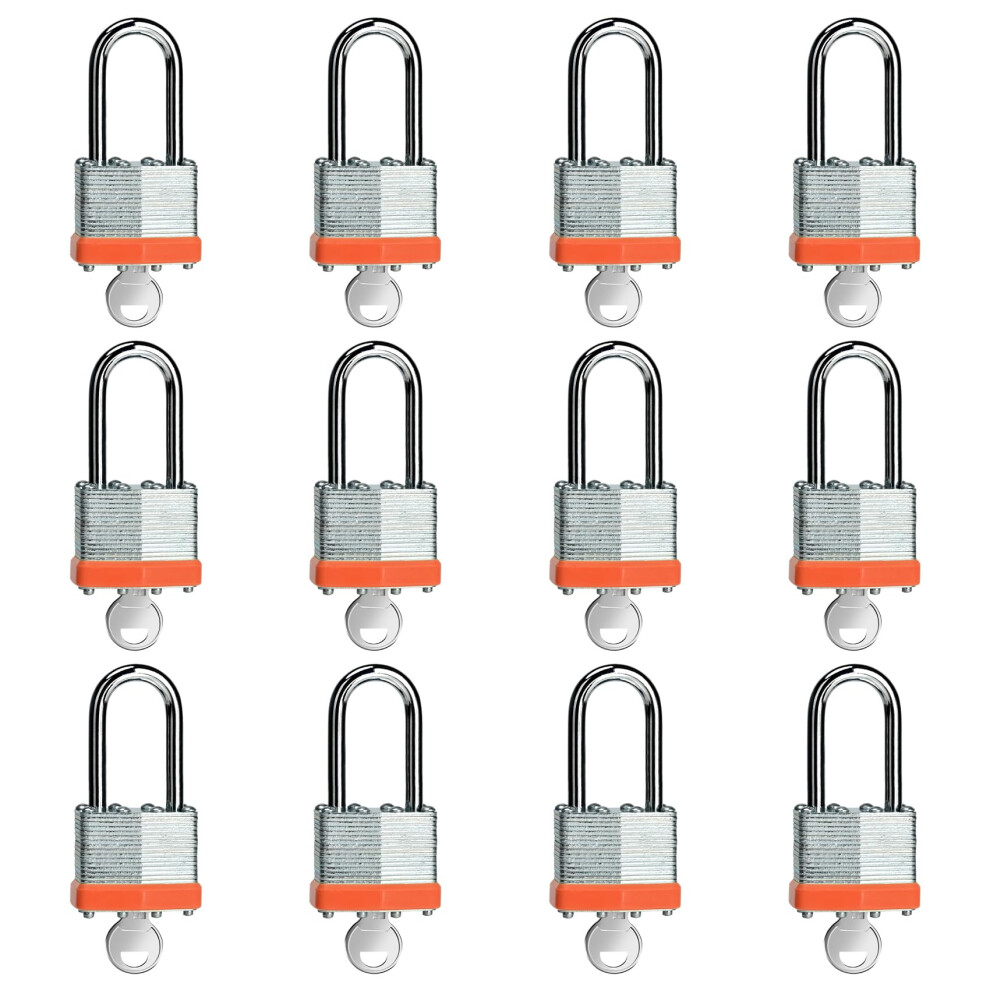 LQYN Lot de 12 cadenas     cl    lamin   e (40 mm)     cl   s identiques, cerceau orange, anse longue pour casier de salle de sport, valise, bagages