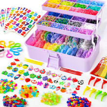 INSCRAFT 17500+ RUBBER LOOM BANDS MED 3 LASS LIGHT PURPLE CONTAINER 28 FARVER 600 S-CLIPS 352 PERADS 40 Cartoon Pendant Armb?nd Making Refill Kit