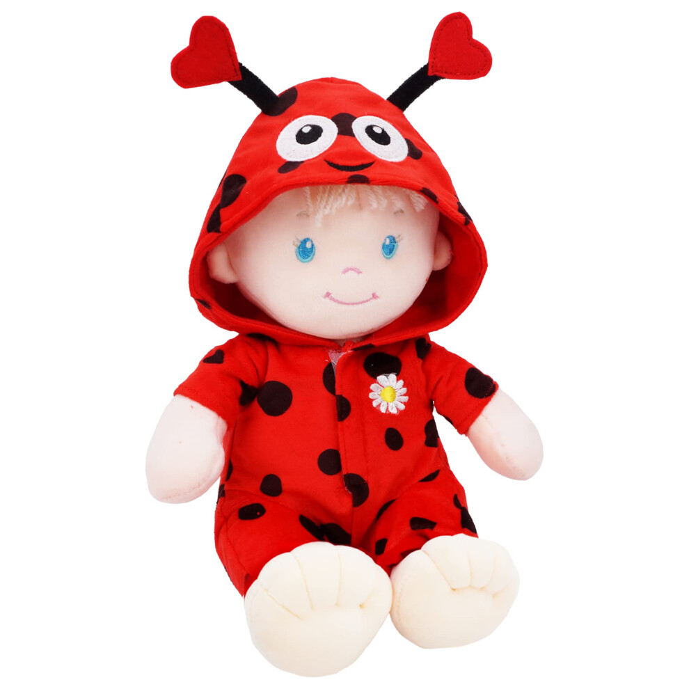 June Garden 12"" Sweet Dolly Coccinelle - Poup   e b   b    en peluche ultra douce pour la naissance et plus - Tenue coccinelle