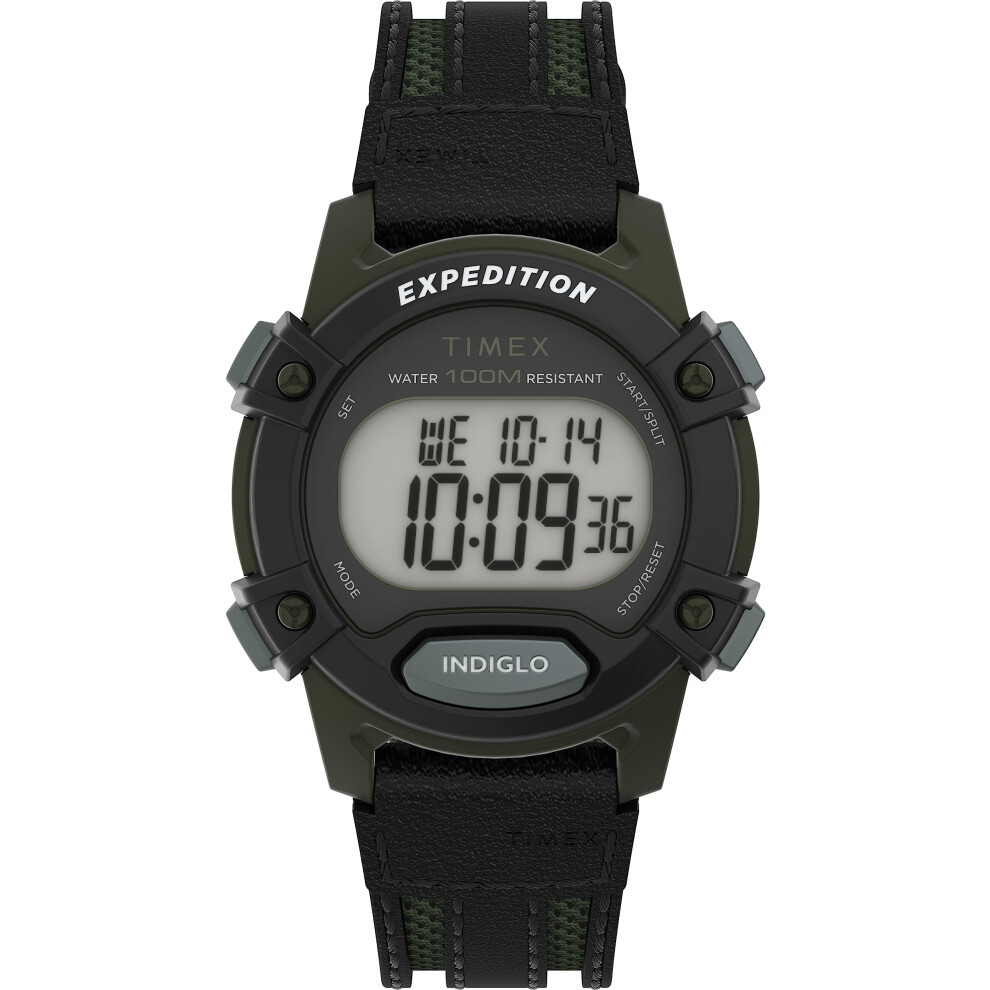 Timex Unisex Expedition CAT 33mm Watch - Black Strap Digital Dial Green Case