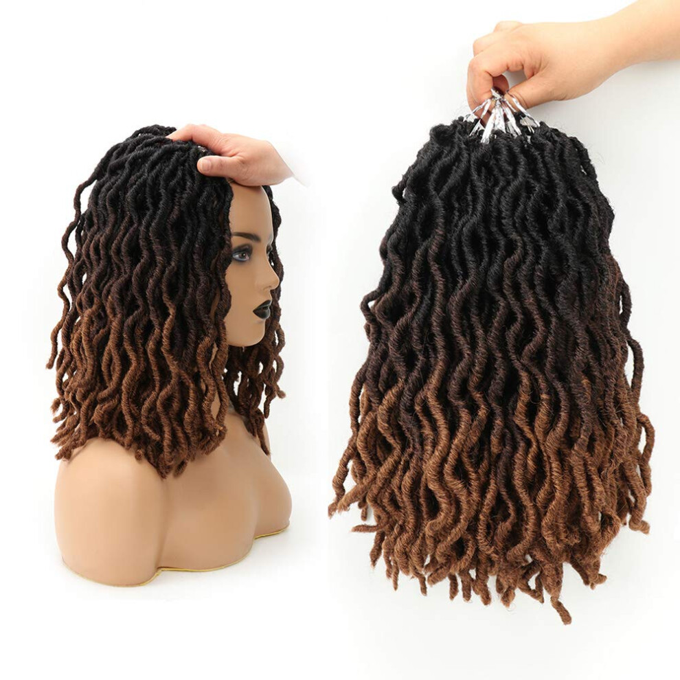 Eliza Unisex Red 14 Inch Wavy Gypsy Locs Ombre Soft Locs Crochet Hair 6 Packs Goddess Faux Locs Crochet Hair African Roots Synthetic Braiding Hair Extensions