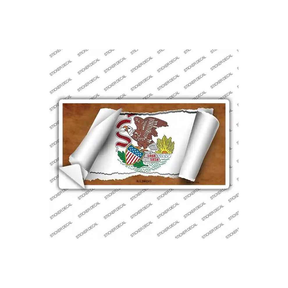 Smart Blonde Lp-9019S-L Illinois Flag Scroll Novelty Sticker Decal - Large 792636324512