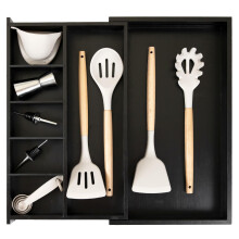 Organisateur de tiroir de cuisine rglable KitchenedGE pour ustensiles et ordures 1 Grand & 5 petits compartiments diviseurs muraux rglables